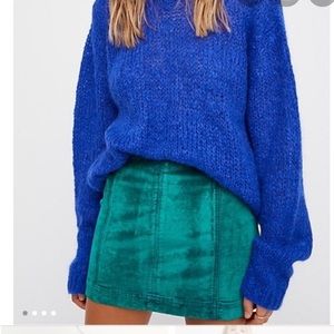 Green Velvet Skirt Free People